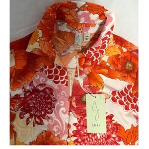 Joie Floral Print Tie‎ Front Long Sleeve Blouse Top M/M